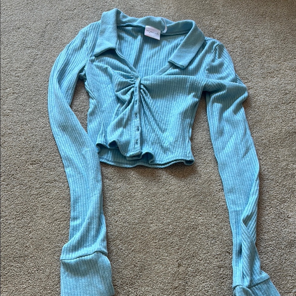 Urban Outfitters Blue Ribbed Knit Top